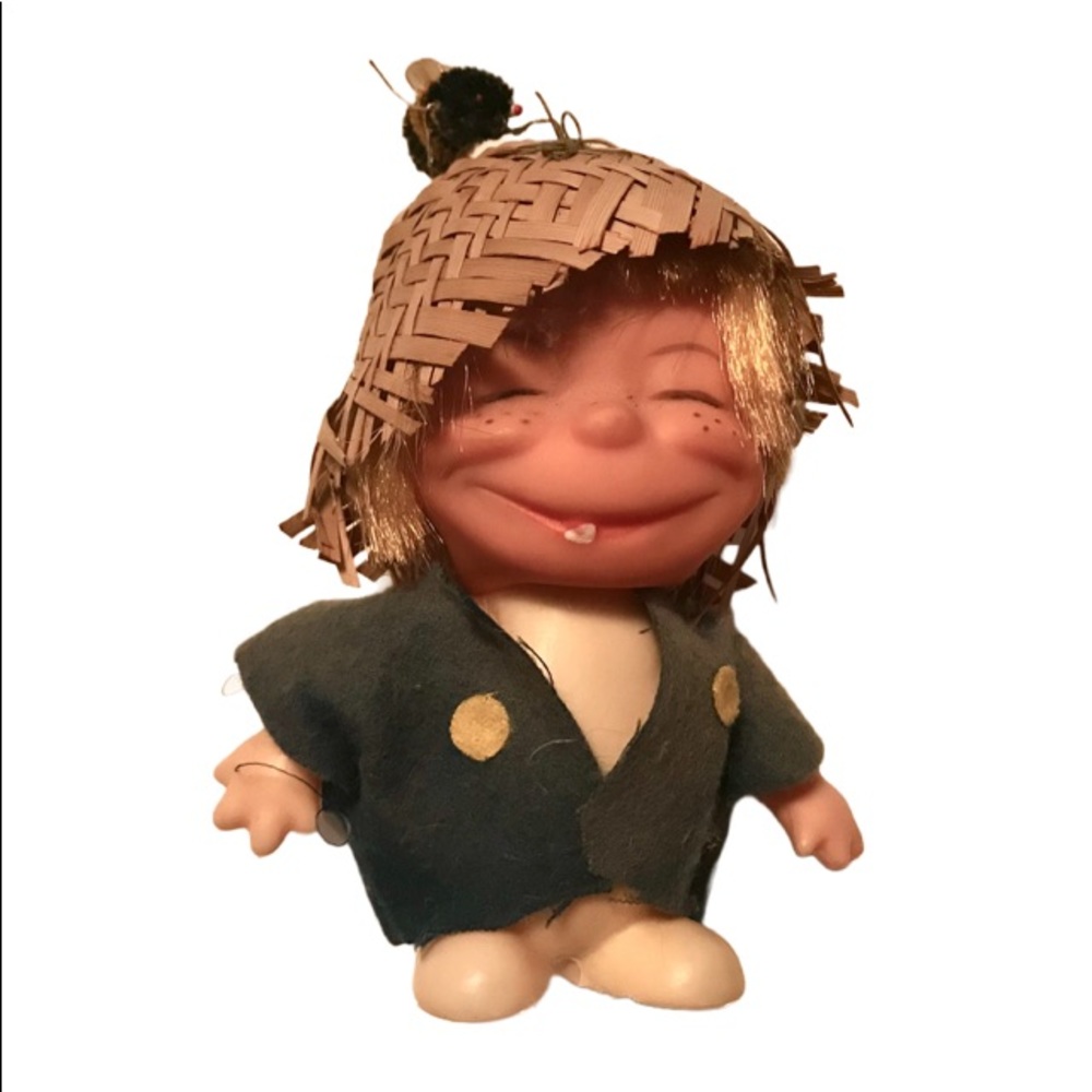 Vintage 1960s Shiba Brat Boy Doll with Straw Hat